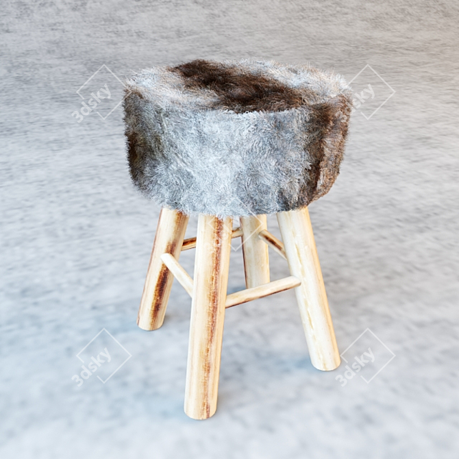 Furry Chic Stool from Zara Home 3D model image 1