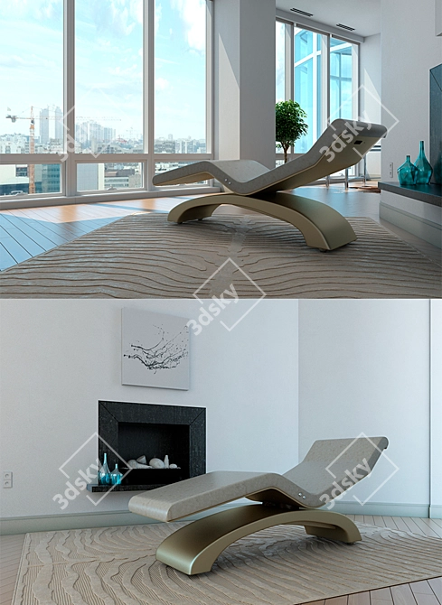 Heated Designer Deck Chair 3D model image 3