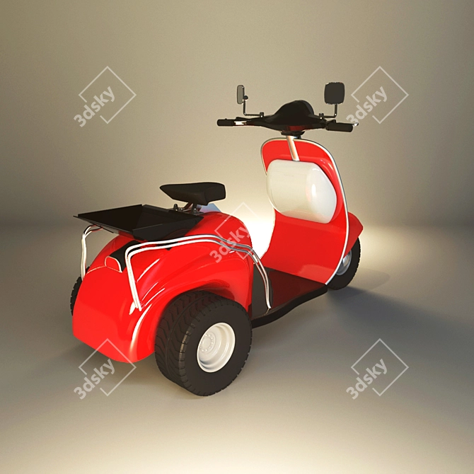 Classic Trike Moped 3D model image 2