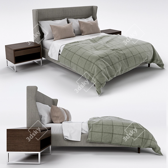 Soft Marvel Bed: Elegant 3D Design 3D model image 1