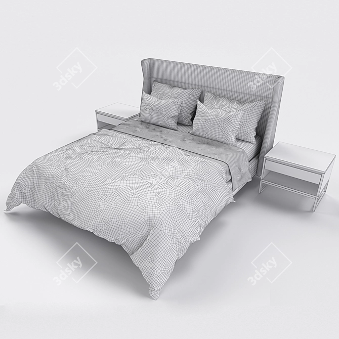 Soft Marvel Bed: Elegant 3D Design 3D model image 3