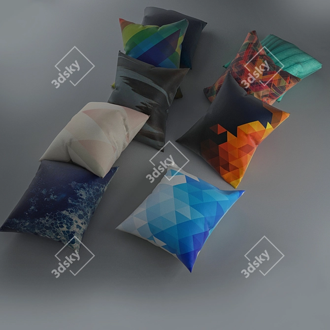 9 Stylish Pillows for Modern Ambiance 3D model image 2