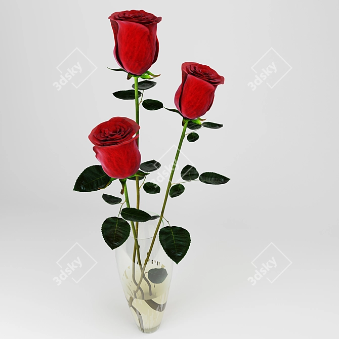 Elegant Vray Roses 3D model image 1