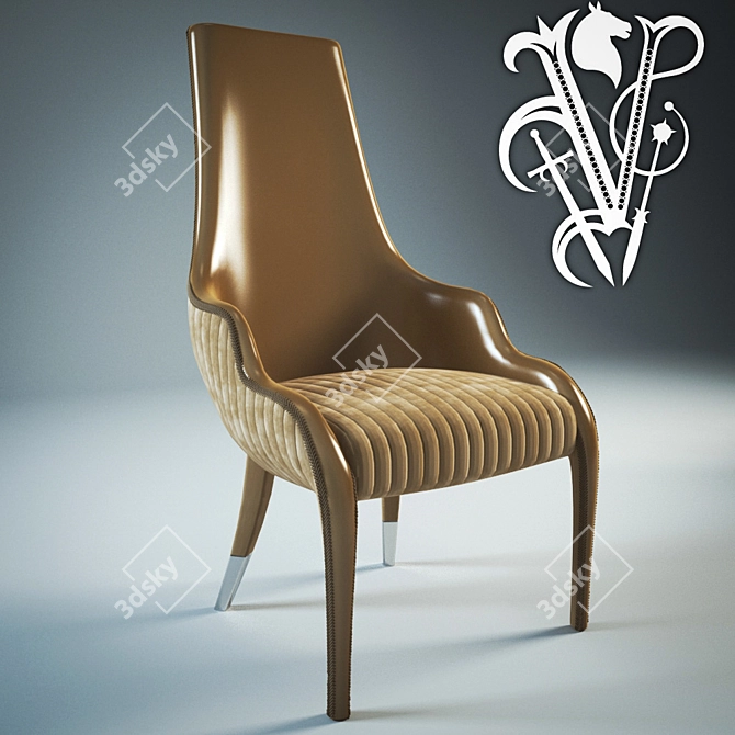 Title: Elegant Velvet Dining Chair 3D model image 1