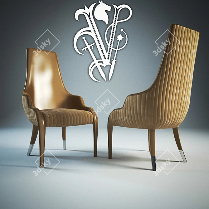 Title: Elegant Velvet Dining Chair 3D model image 2
