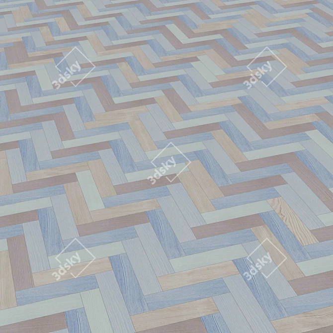 Elegant Oak Parquet Flooring 3D model image 1