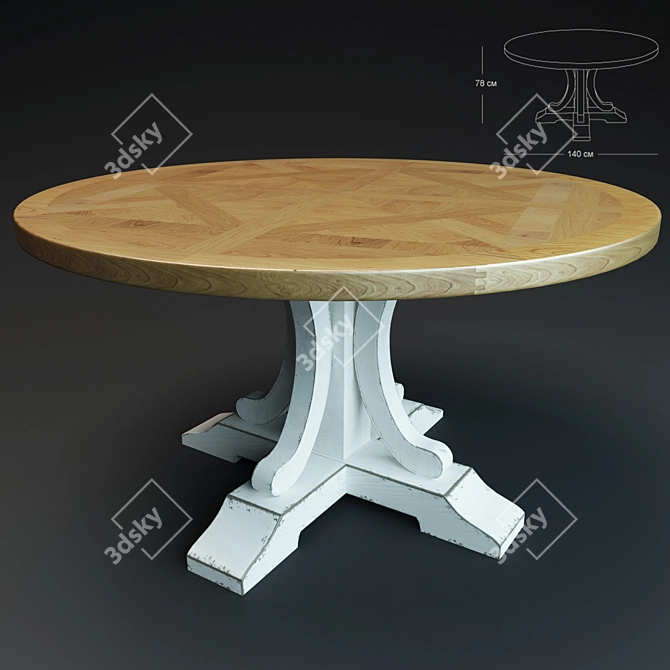 Rustic Wooden Table 3D model image 1