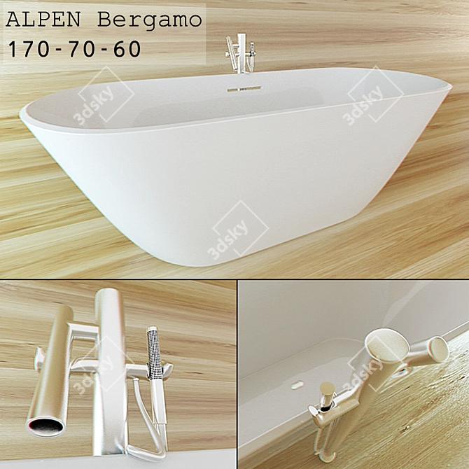 Luxury White Oval Bathtub: ALPEN Bergamo 3D model image 1