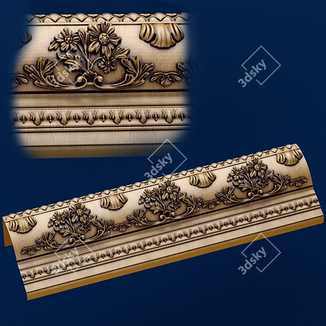 Elegant CNC Carved Baguette 3D model image 1