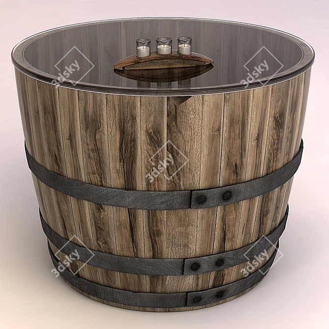 Rustic Wine Barrel Coffee Table 3D model image 2