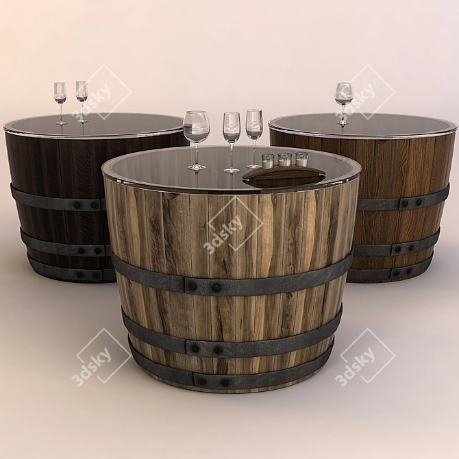 Rustic Wine Barrel Coffee Table 3D model image 3