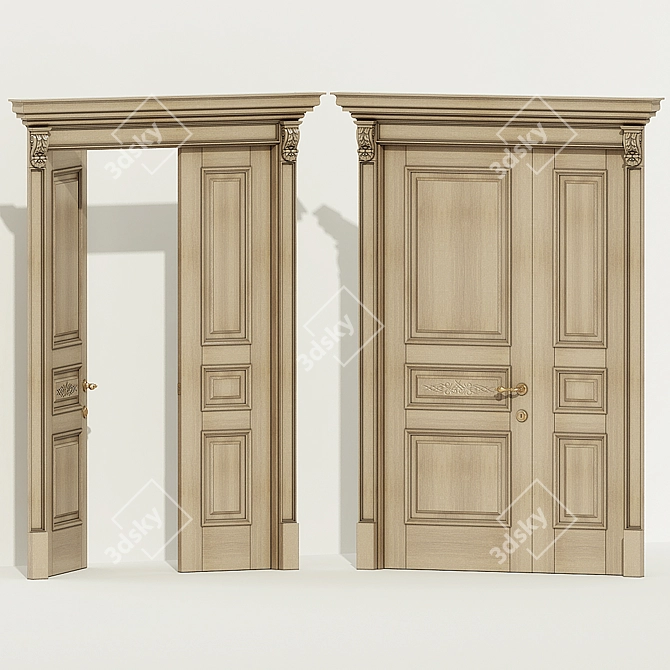 Classic Double-panel Door 3D model image 1