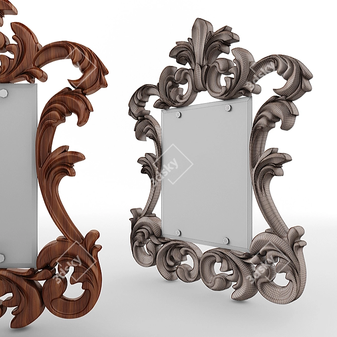 Elegant Carved Frame Mirror 3D model image 1