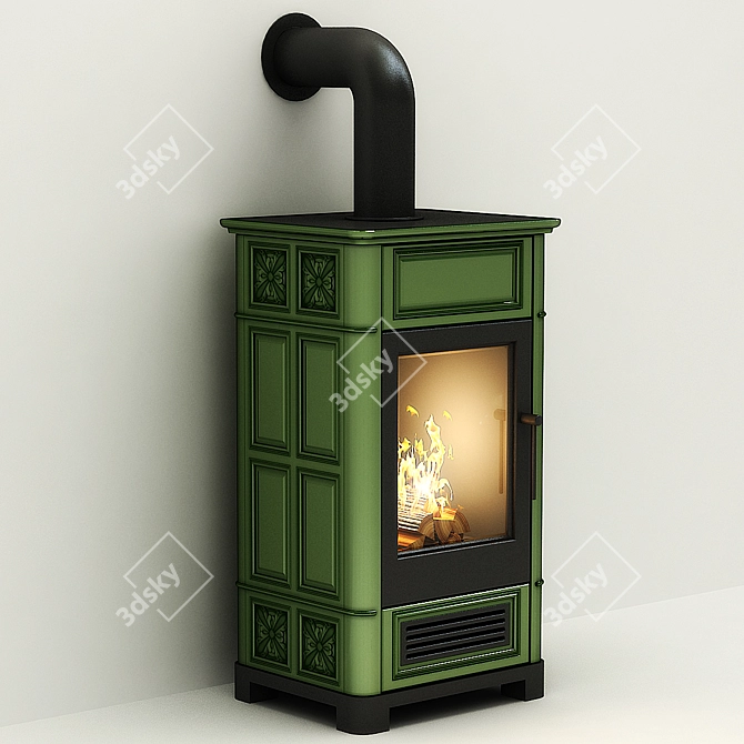 Tile-Fire Oven: Stylish, Compact, Efficient 3D model image 1