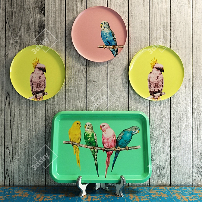 Stylish Porcelain Dish & Eco-friendly Tray 3D model image 1