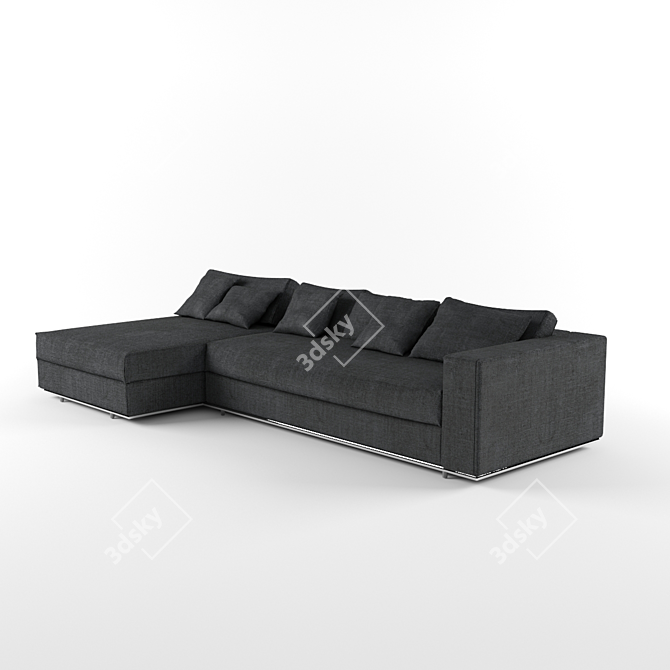 Cozy Sofa with Ottoman 3D model image 3