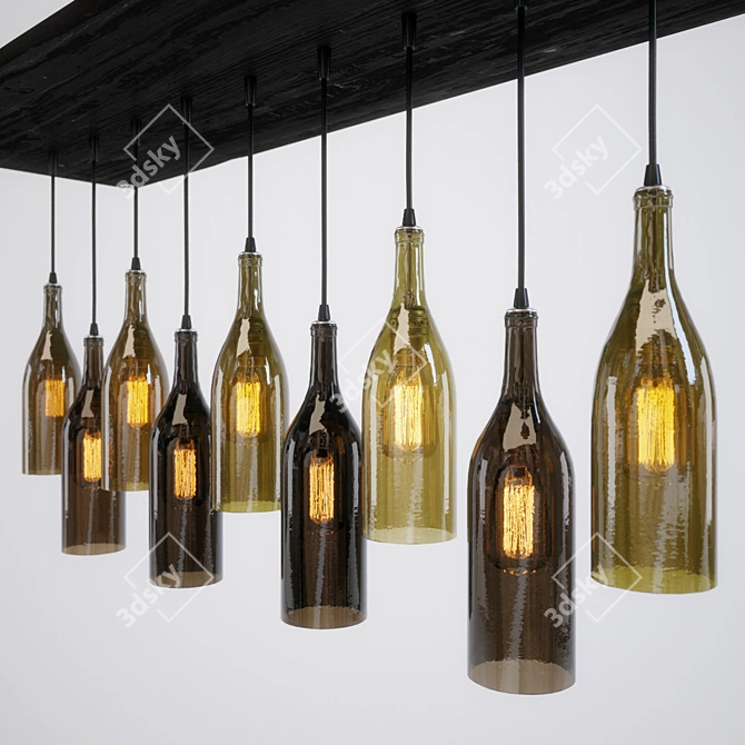 Industrial Lightworks Bottles Lamp 3D model image 2