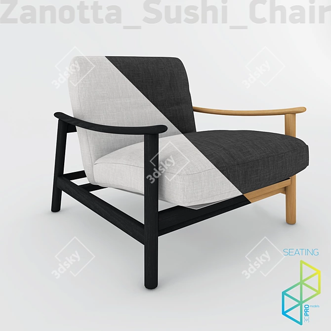 Exotic Sushi Armchair: Japanese-inspired Design 3D model image 2