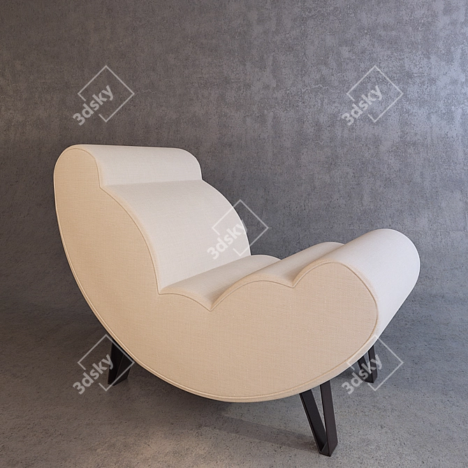 Elegant Armchair with Art House Design 3D model image 1