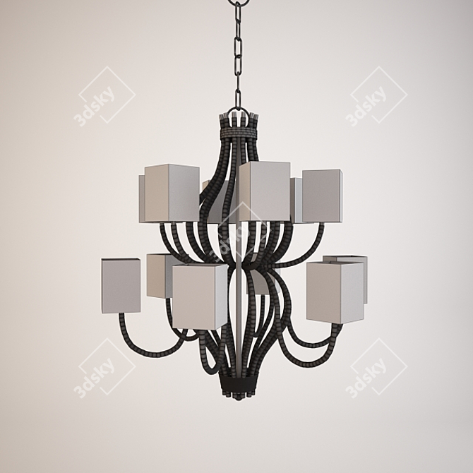 Elegant Brass Chandelier: SigmaL2 7178-12 3D model image 2