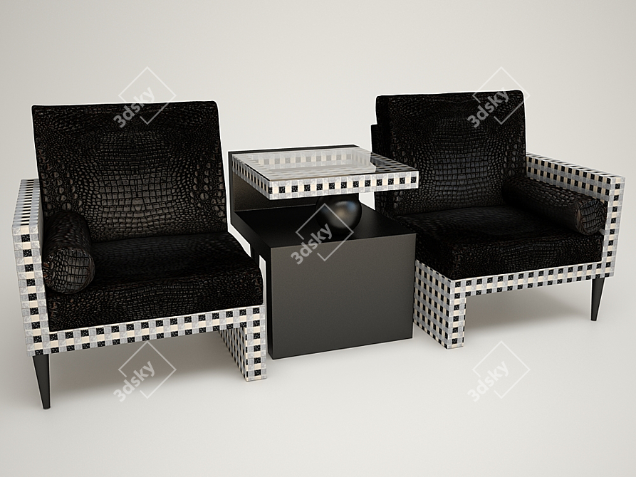 Art Deco Armchairs 3D model image 1