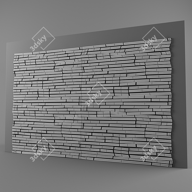 Rustic Wooden Wall Panel 3D model image 2