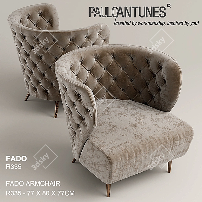 Elegant PauloAntunes Armchair 3D model image 1