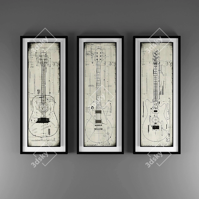 Guitaristic Art: Melody on Canvas 3D model image 1