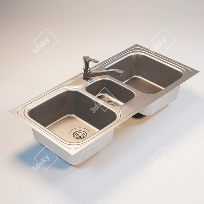 Versatile Double Bowl Kitchen Sink 3D model image 1