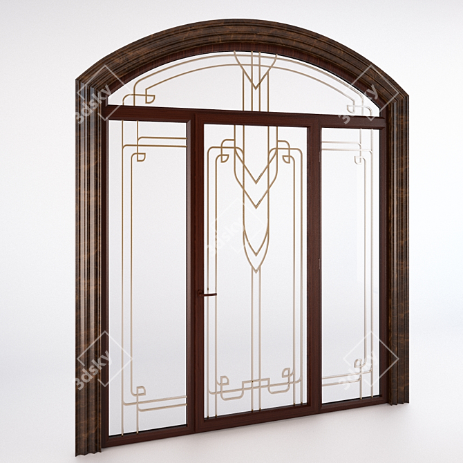 Art Deco Forged Door & Console 3D model image 1