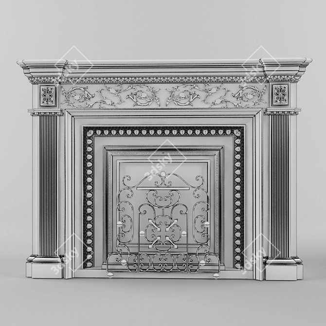 Versatile Painted Fireplace 3D model image 3