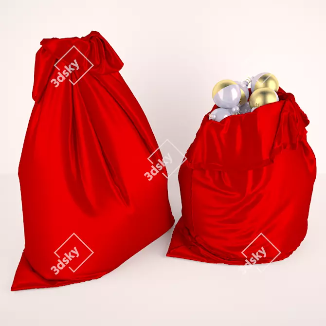  Festive Santa Sack: Open & Tied 3D model image 2