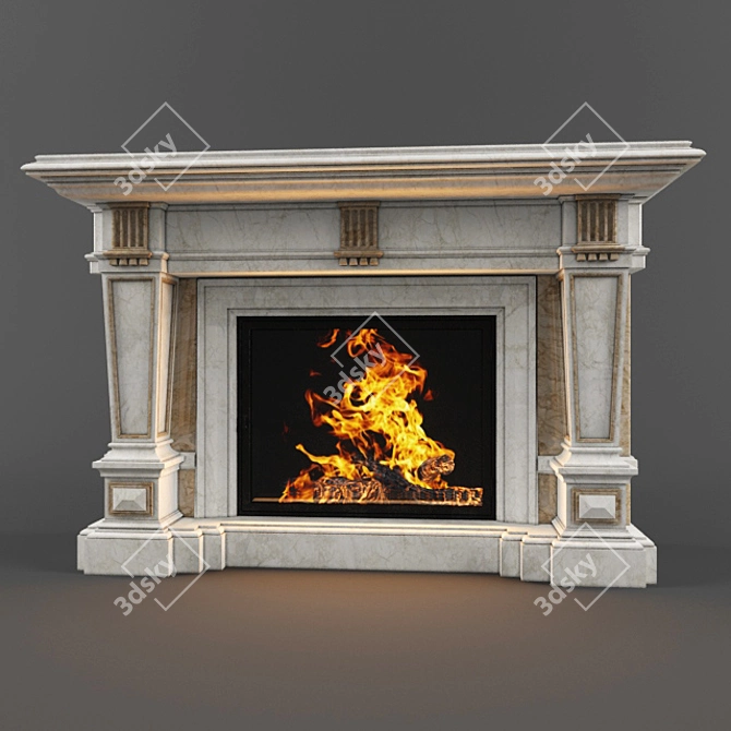 Classic Stone Fireplace 3D model image 1