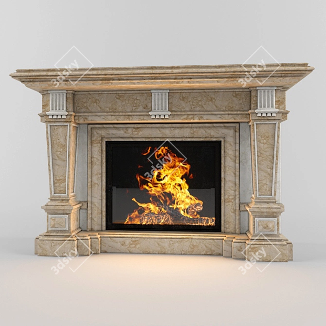 Classic Stone Fireplace 3D model image 2