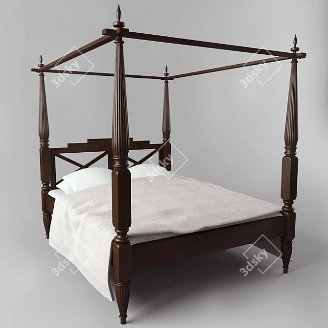 Keraton Queen Canopy Bed 3D model image 1