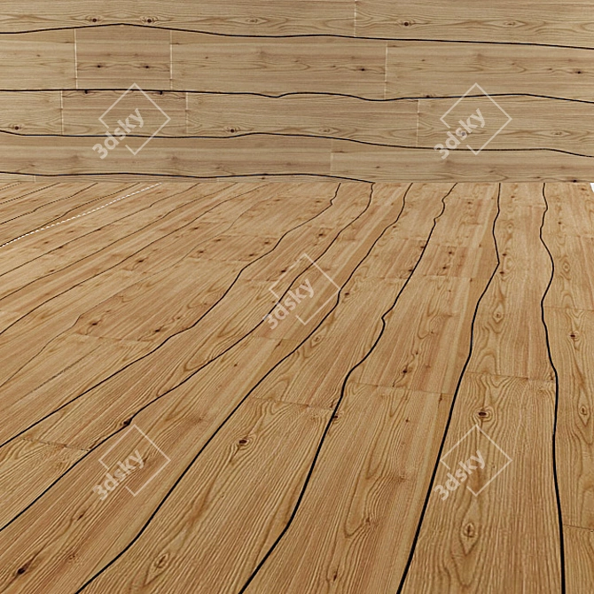 Elegant Curved Natural Parquet 3D model image 1