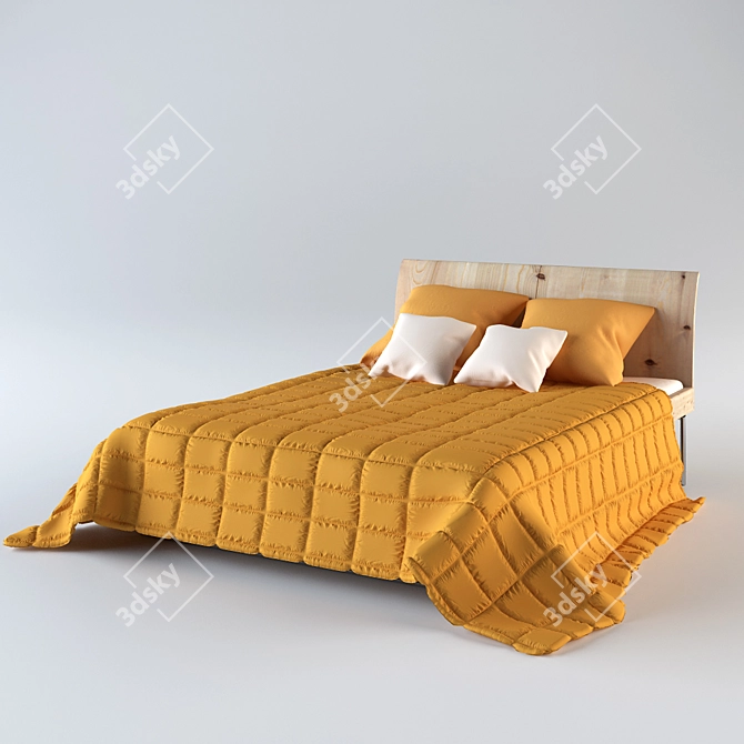 Modern Plywood Bed 3D model image 1