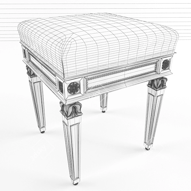 Classic Vanity Pouf: Perfect Size for Your Bathroom Table! 3D model image 2