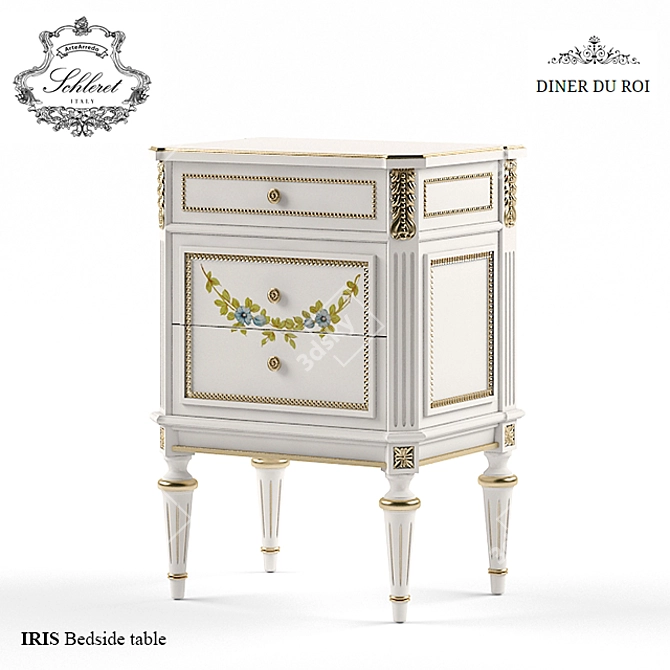 ARTEARREDO Diner du Roi IRIS Bedside Table - Elegant and Functional 3D model image 1