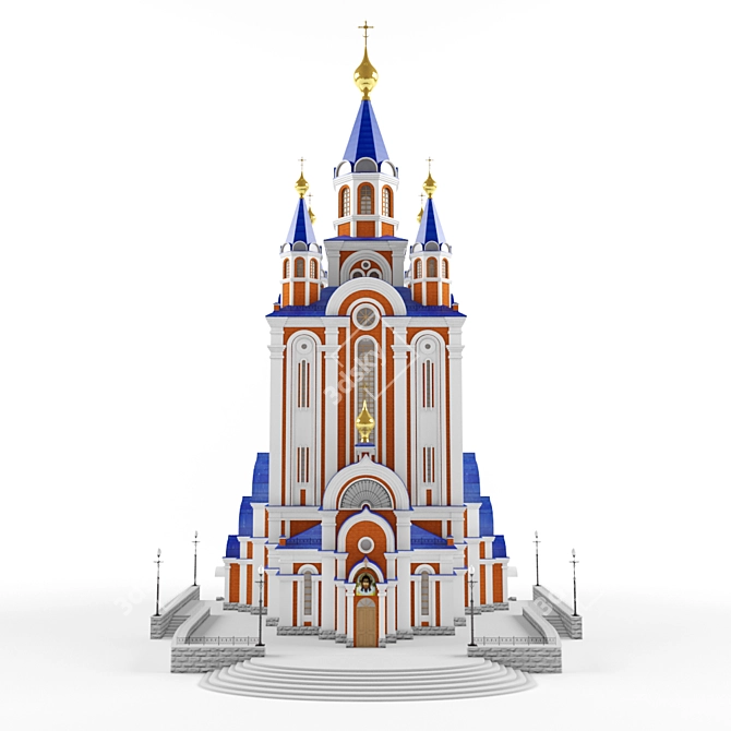 Title Translation: "Khabarovsk Cathedral: Majestic and Heavenly"

Title: Majestic Khabarovsk Cathedral 3D model image 1