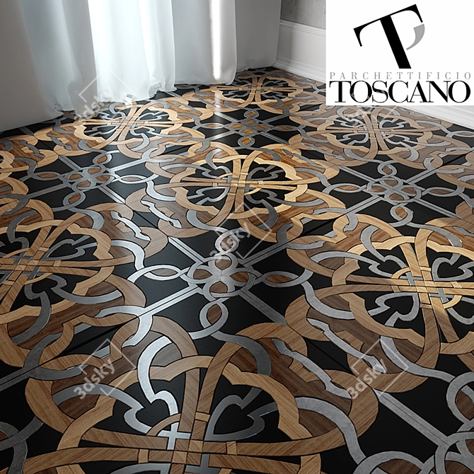 Title: Toscano Artisanal Modular Parquet 3D model image 1