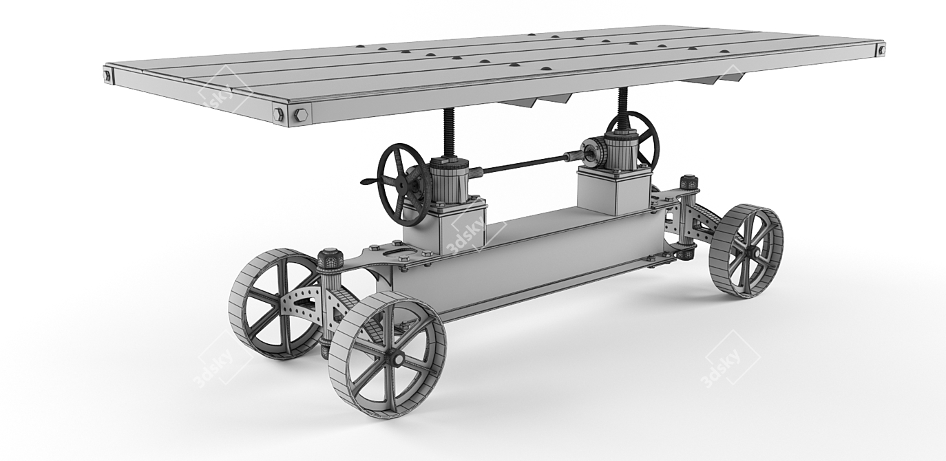 Vintage Train Crank Table 3D model image 3