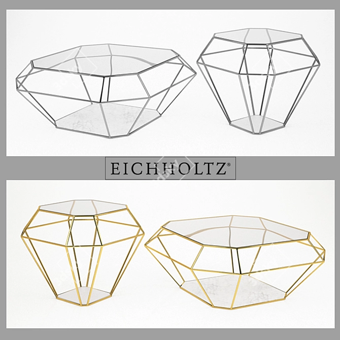 Eichholtz Asscher Coffee Table: Gold & Nickel Elegance 3D model image 1