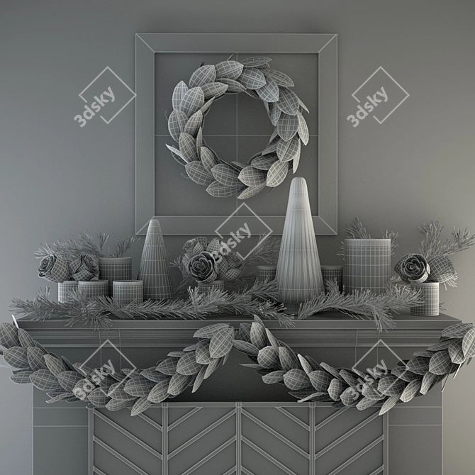 Festive Fireplace: Christmas Decor 3D model image 3