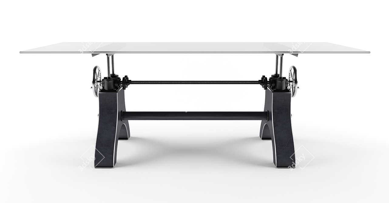 Rustic Industrial Crank Table 3D model image 2