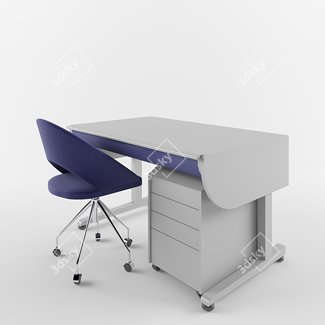 Compact Desk & Chair Set 3D model image 1