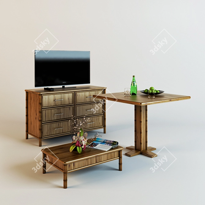 EcoBamboo: Sustainable Bamboo Furniture 3D model image 1