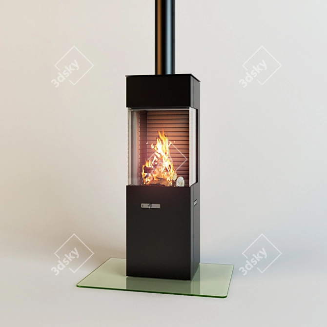 Cozy Heat: Modern Fireplace 3D model image 1