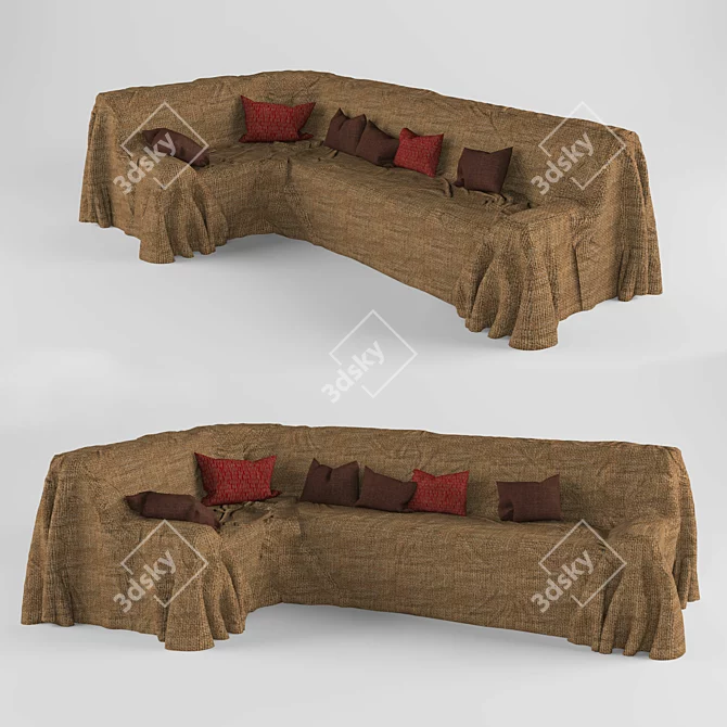 Cozy Cloth-Covered Sofa 3D model image 1