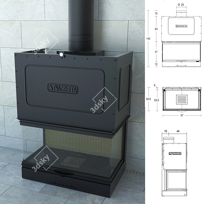 Piazzetta MA 271 SL Fireplace 3D model image 1